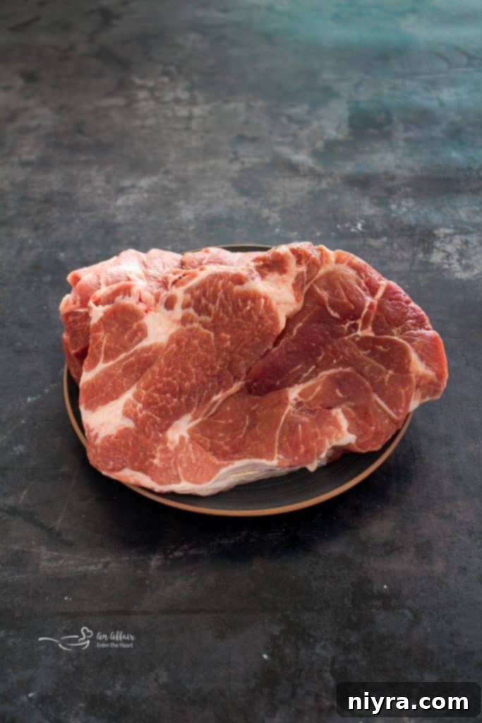 Pork stew simmering in a Dutch oven.