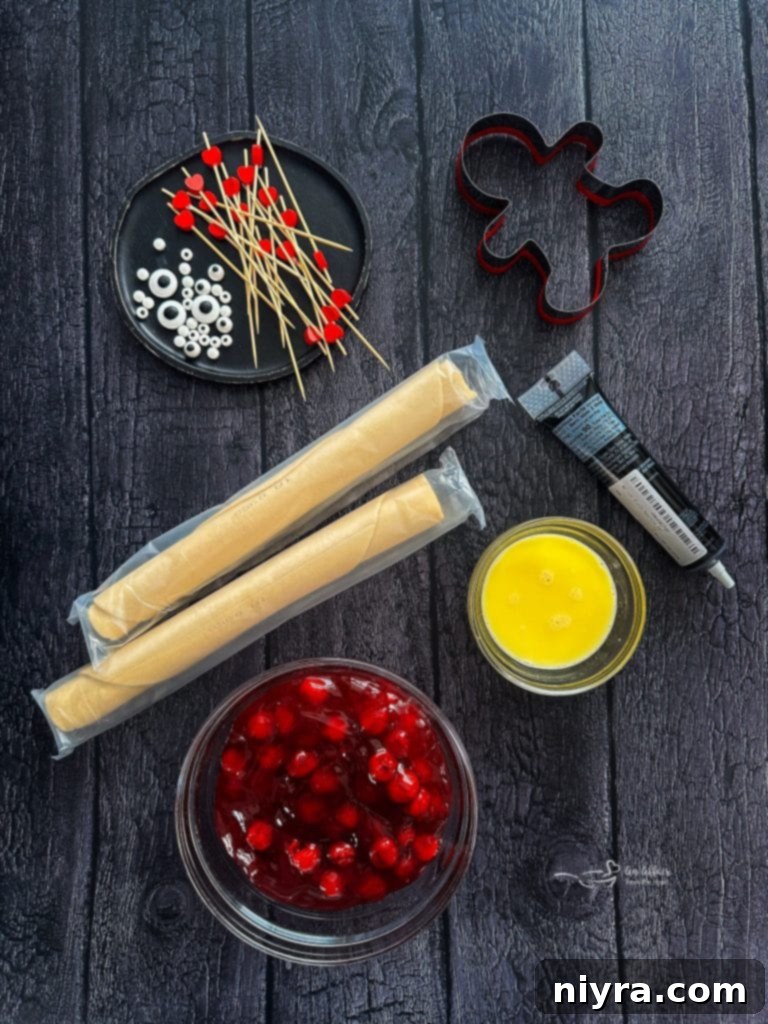 Voodoo Doll Hand Pies arranged artistically for a Halloween display