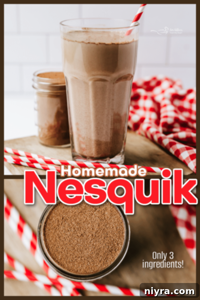 Homemade Copycat Nesquik Recipe 9 A beautifully presented jar of homemade Nesquik chocolate milk mix, perfect as a gift.