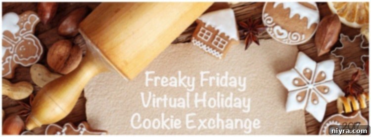 Freaky Friday Virtual Holiday Cookie Exchange banner with festive decorations.