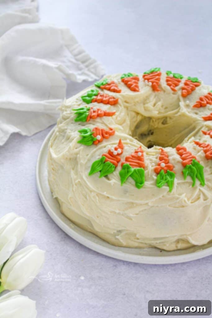 Moist Carrot Bundt Cake with Cream Cheese Frosting