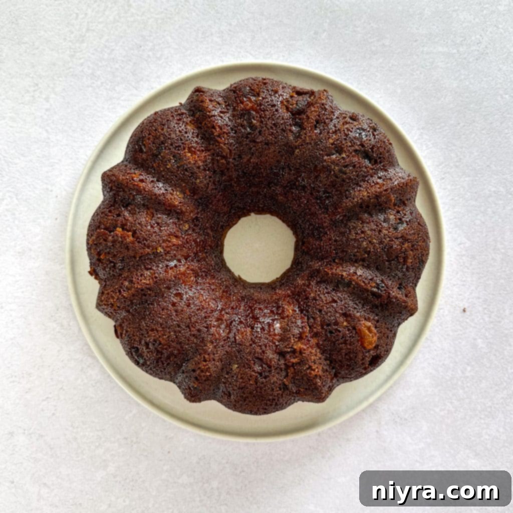 Carrot cake batter in a bundt pan, ready for baking