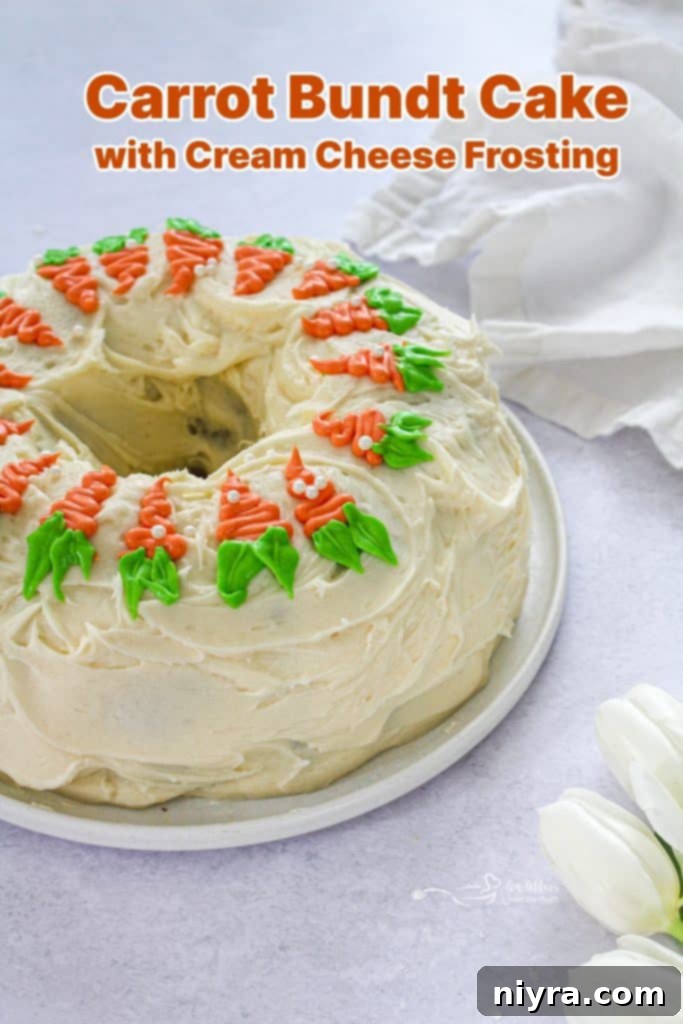 Another view of Carrot Bundt Cake with Cream Cheese Frosting