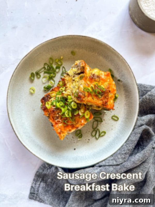 Golden Sausage Crescent Roll Bake 22 Sausage and Crescent Breakfast Bake hero shot