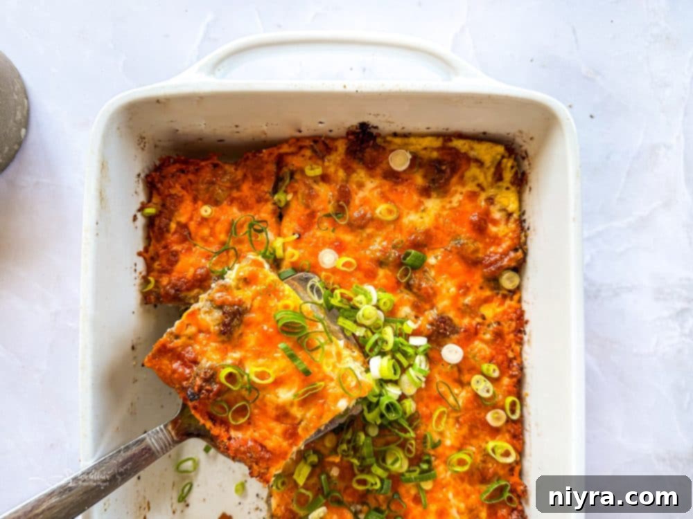 Golden Sausage Crescent Roll Bake 4 Sausage and Crescent Breakfast Casserole Bake in a baking dish