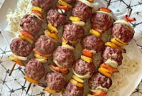 Grilled Bratwurst-Style Sauerkraut Meatball Kabobs