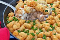 Spicy Tater Tot Casserole with Sausage and Mushrooms