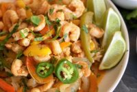 One Pan Shrimp Fajitas with Zesty Cilantro Lime Butter
