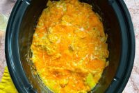 Cheesy Slow Cooker Green Chile Chicken Enchilada Casserole