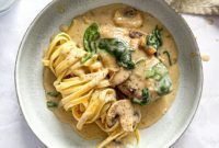 Creamy Florentine Chicken and Mushroom Pasta