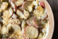 Cheesy Brussels Sprout Potato Gratin