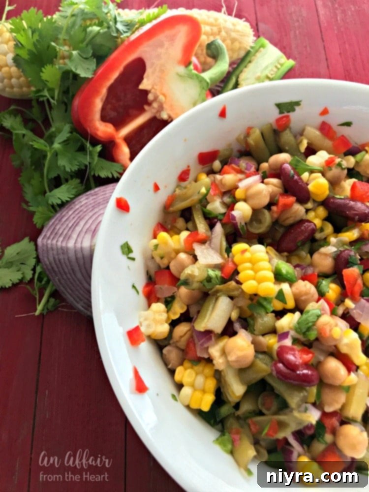 Zesty Mexican Four Bean Salad 2 Vibrant Mexican Four Bean Salad with fresh ingredients