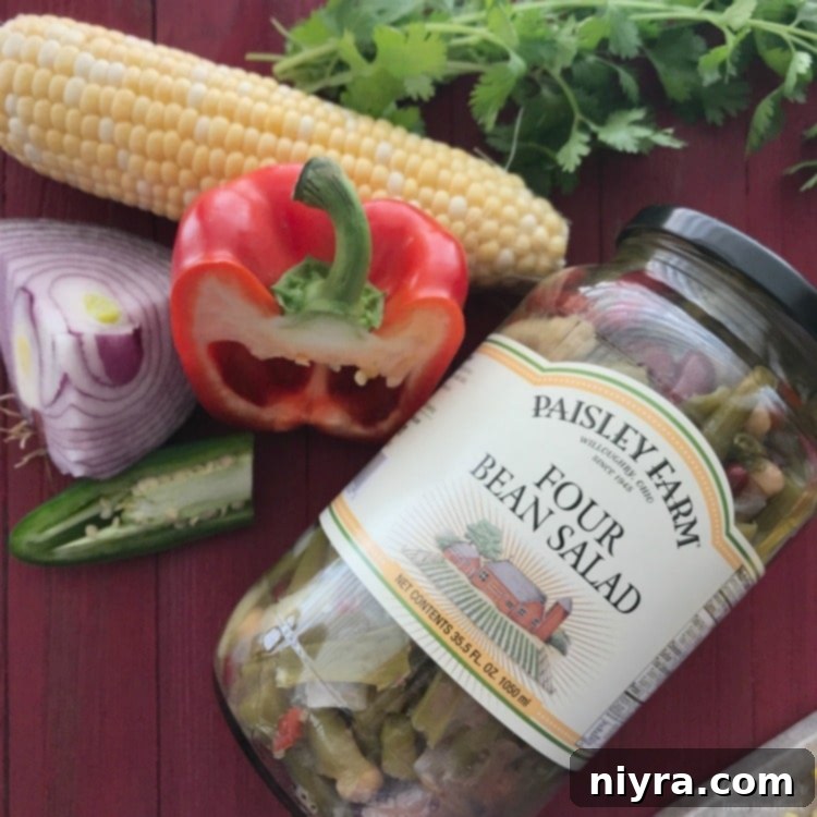 Zesty Mexican Four Bean Salad 4 Jar of Paisley Farm Four Bean Salad, ready for use
