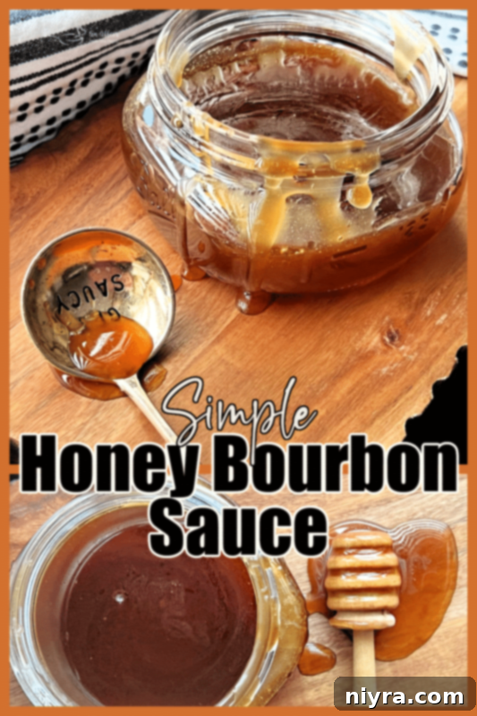 Honey Bourbon Sauce drizzled over a dessert