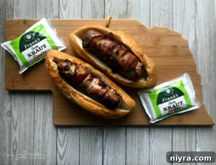 Kraut Stuffed Bacon Wrapped Brats for Tailgating in Nebraska