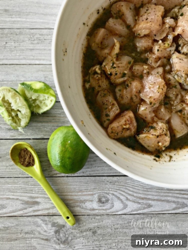 Marinated chicken pieces ready for cooking