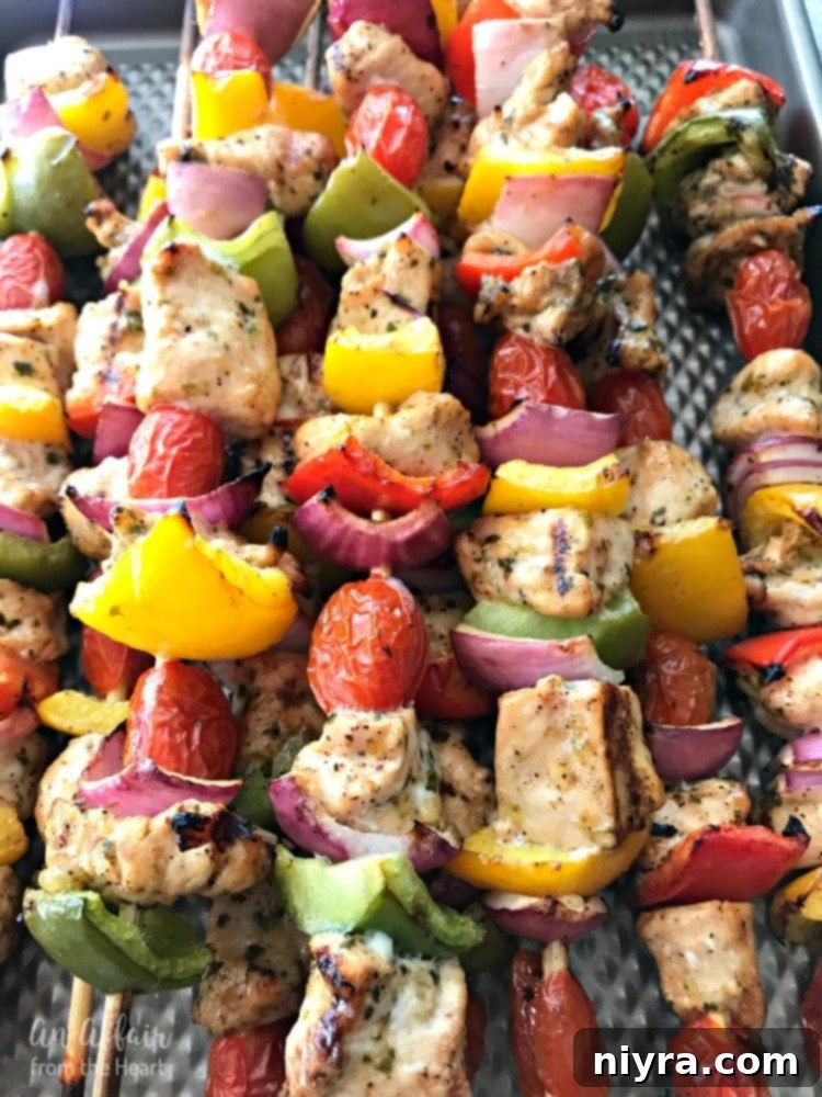 Grilled Chicken Fajita Kabobs hot off the grill