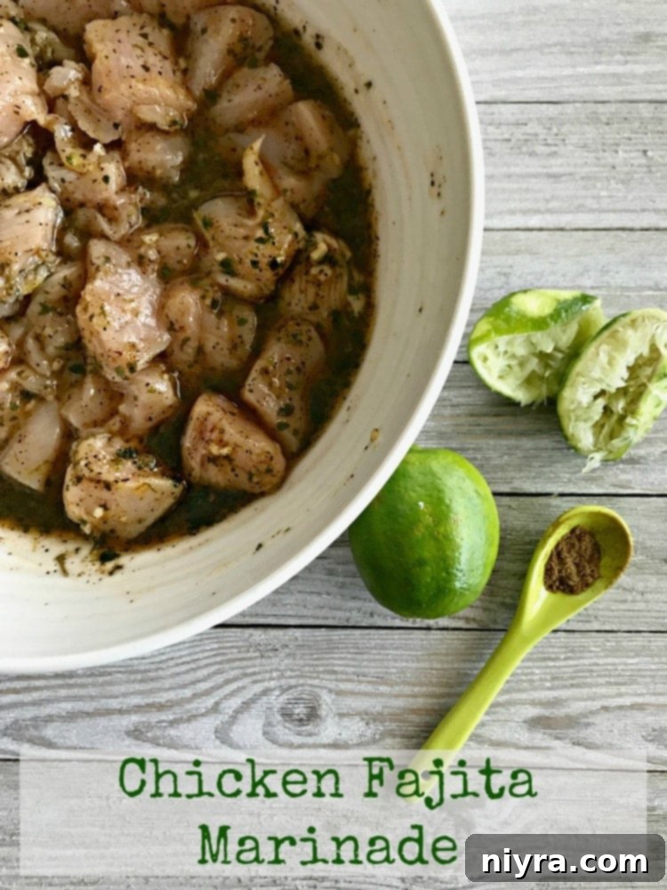 Overhead view of a vibrant Chicken Fajita Marinade