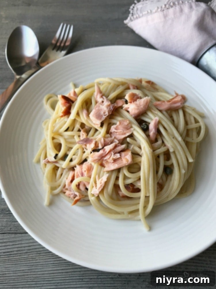 Creamy Smoked Salmon Pasta 2 Delicious Smoked Salmon Pasta served on a plate