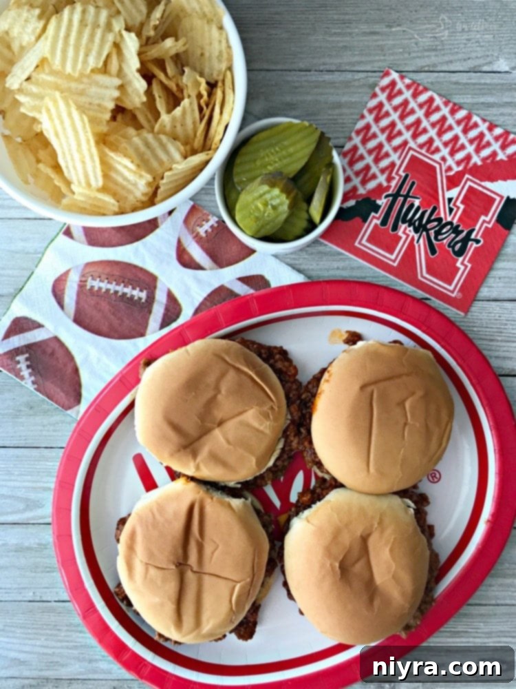Sloppy Dorothy Sandwiches celebrating Nebraska Cornhuskers