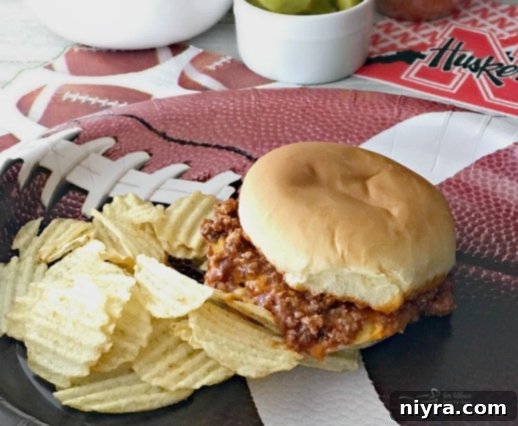 Close-up of Sloppy Dorothy Sandwiches on a plate