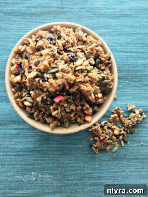 Delicious Fresh Apple Cinnamon Granola in a Serving Bowl