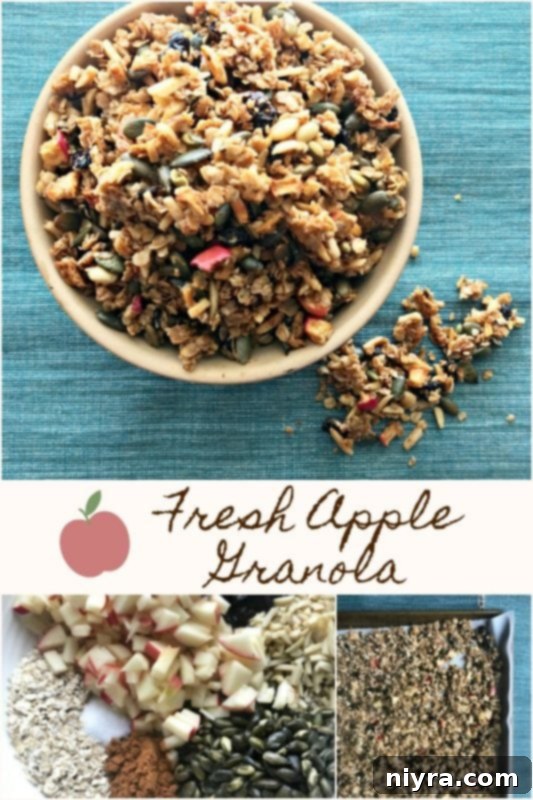 Close-up of Fresh Apple Cinnamon Granola with Fall Decor