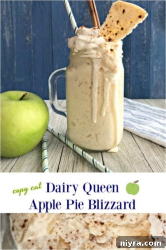 Homemade Apple Pie Blizzard with whipped cream and cinnamon