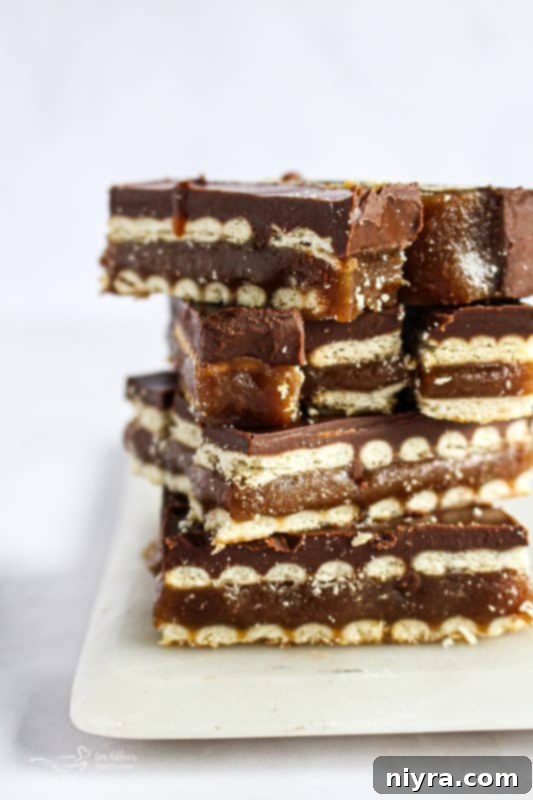 Triple Layer Chocolate Caramel Delight 15 Several homemade Twix bars individually wrapped, ready for gifting or enjoying on the go.