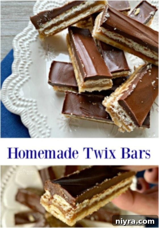 Triple Layer Chocolate Caramel Delight 21 Homemade Twix Bars displayed prominently with a focus on their delicious layers.