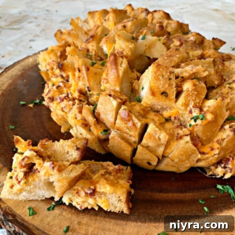 Close up of Dorothy's Cheesy Bacon Pull-Apart Bread