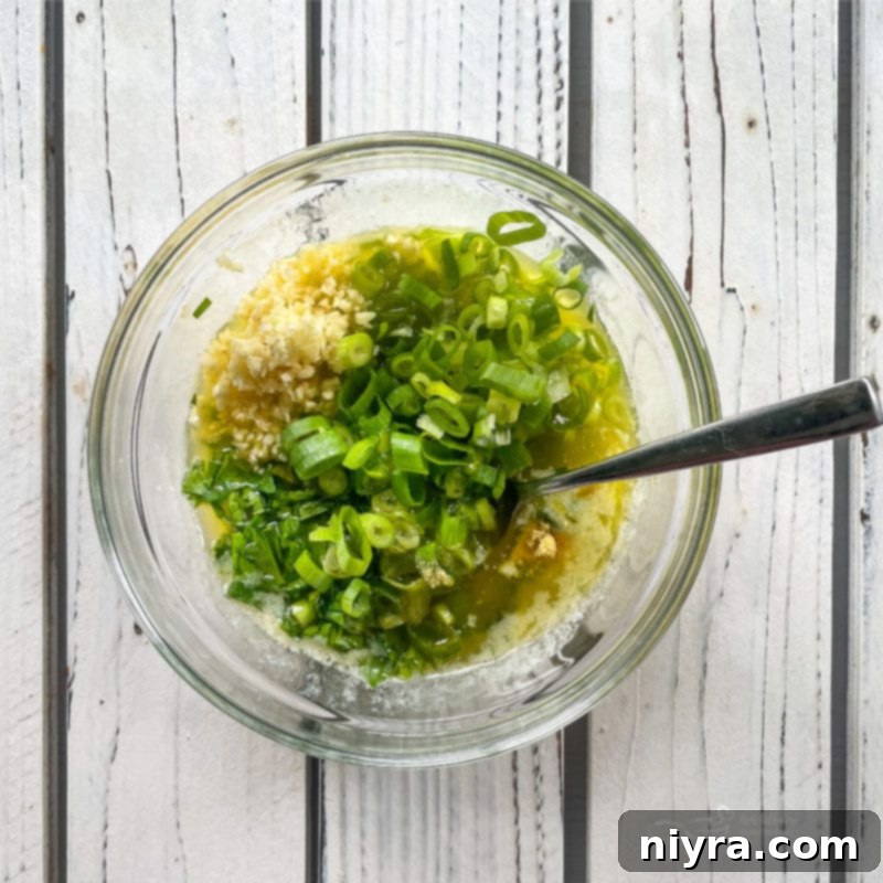 Mixing the garlic butter