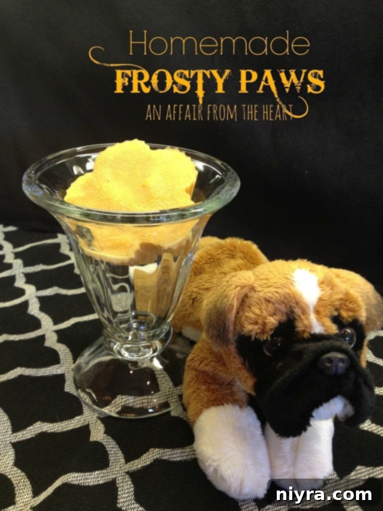 Close-up of a homemade frosty paw treat in a silicone muffin cup