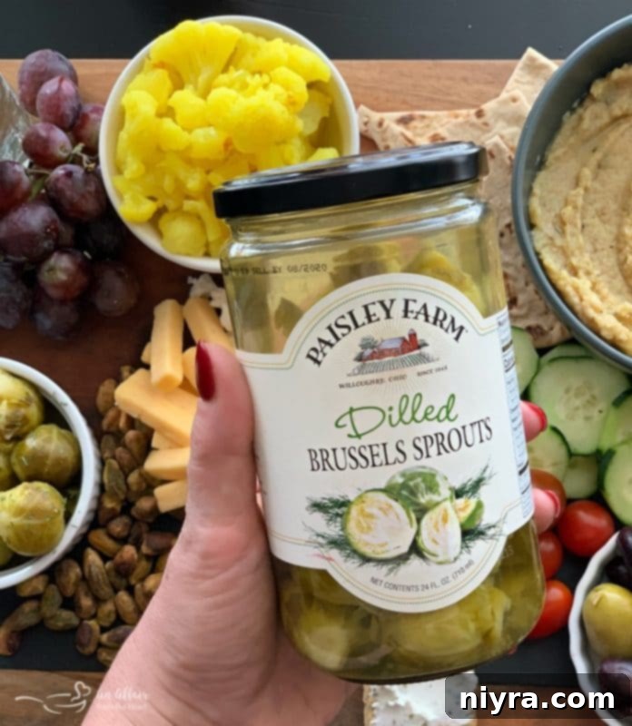 Paisley Farm Dilled Brussels Sprouts on a Mediterranean Inspired Cheeseboard