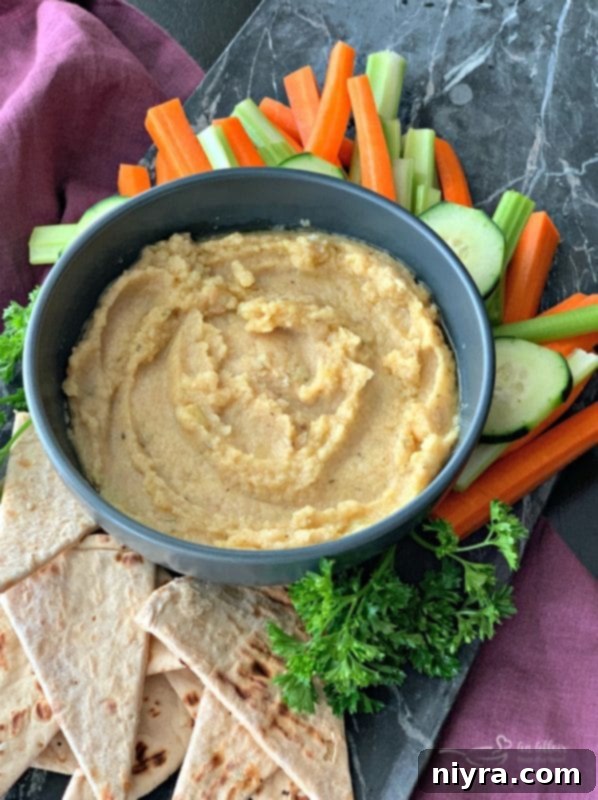 Cauliflower Hummus served with pita and fresh vegetables