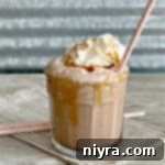 Salted Caramel Mocha Blended 9 Side view of a Salted Caramel Mocha Smoothie