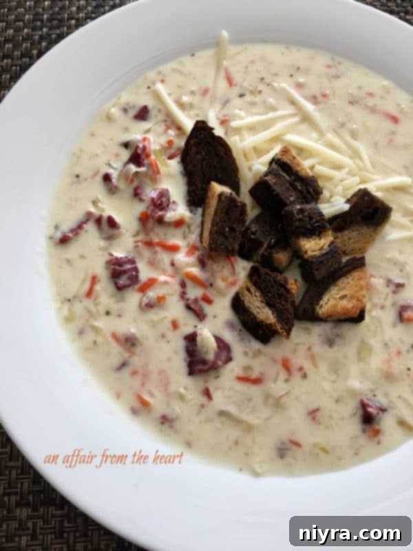 Cream of Reuben Soup, rich and flavorful