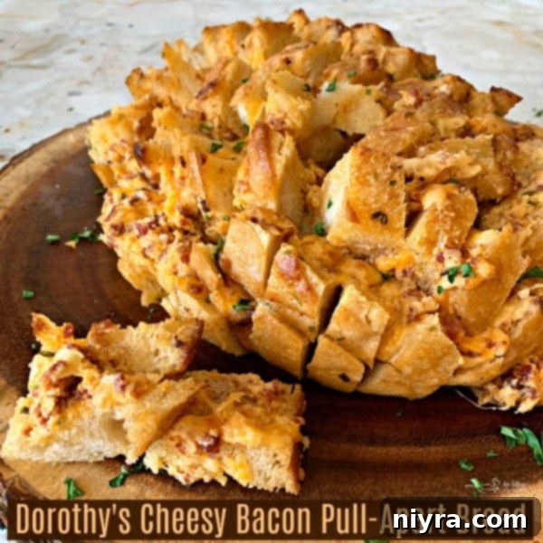 Hero shot of Dorothy's Cheesy Bacon Pull-Apart Bread, perfect for game day