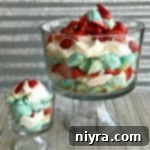 Side view of Red, White and Blue Strawberry Shortcake Trifle layers