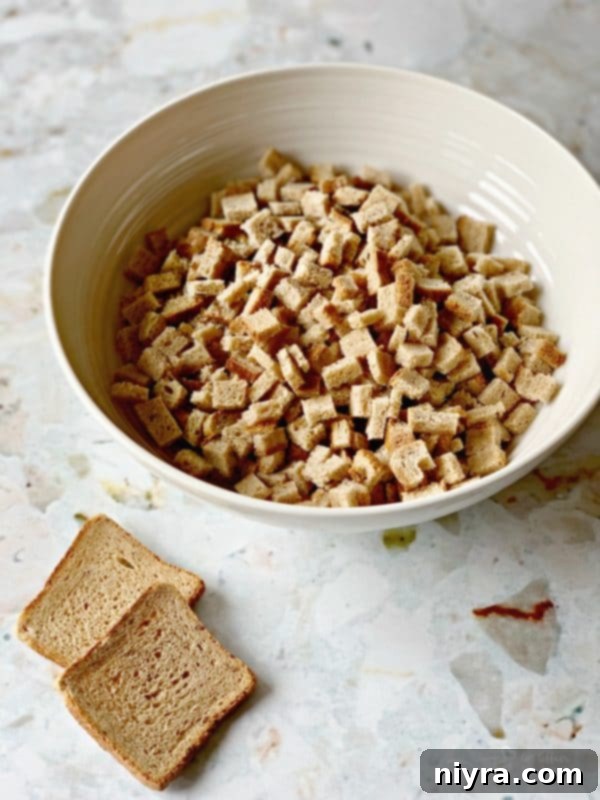 Homemade rye bread crumbs for sauerkraut stuffing.