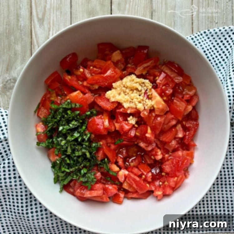Tomato Bruschetta prep