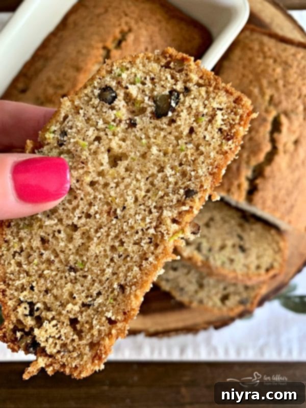 Freshly baked and sliced Grandma's Zucchini Bread