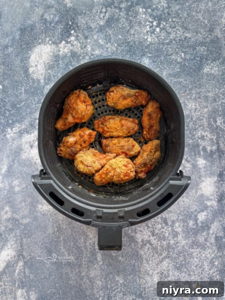 Crispy Hooters Style Air Fryer Wings 11 Fifth step: golden-brown crispy Hooters wings fresh out of the air fryer