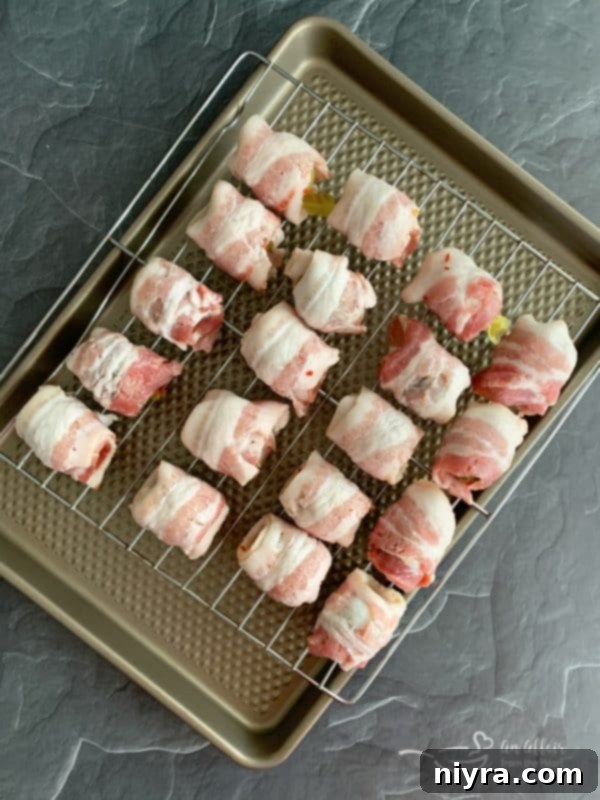 Bacon Wrapped Hot Brussels Sprouts prepared in the oven