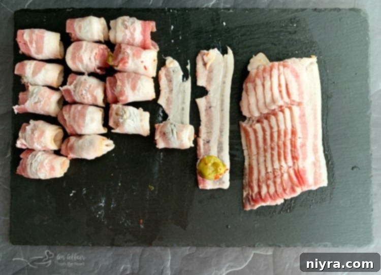 Bacon Wrapped Hot Brussels Sprouts prep