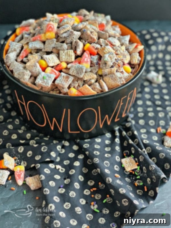 Halloween Double Peanut Butter Muddy Buddies puppy chow