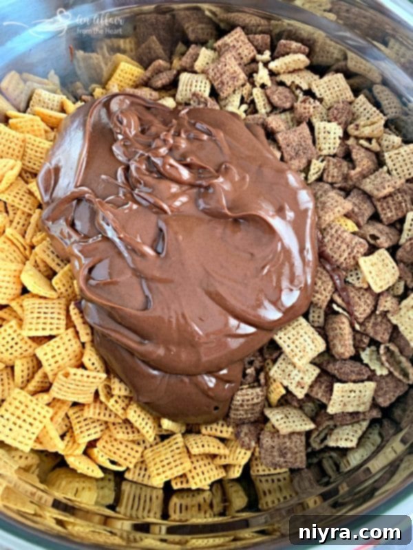 Halloween Double Peanut Butter Muddy Buddies prep