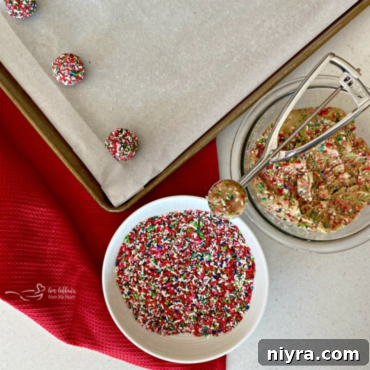 Close up of cookie dough balls ready for baking