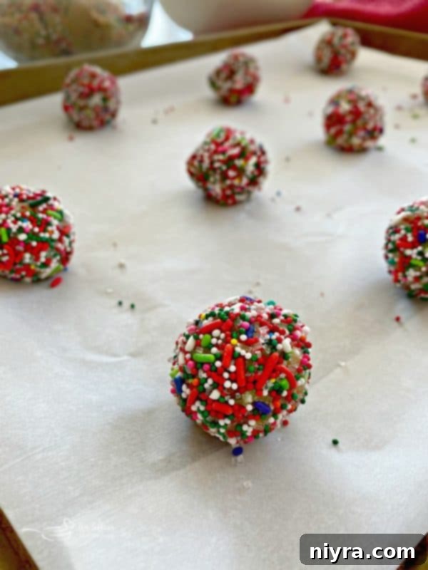 More unbaked Funfetti Sugar Cookie dough balls
