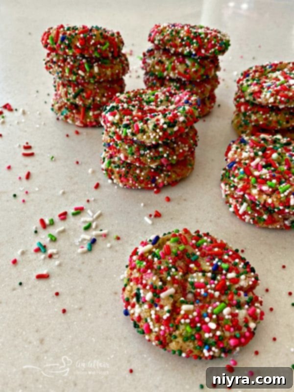 Stacked Christmas Funfetti Sugar Cookies